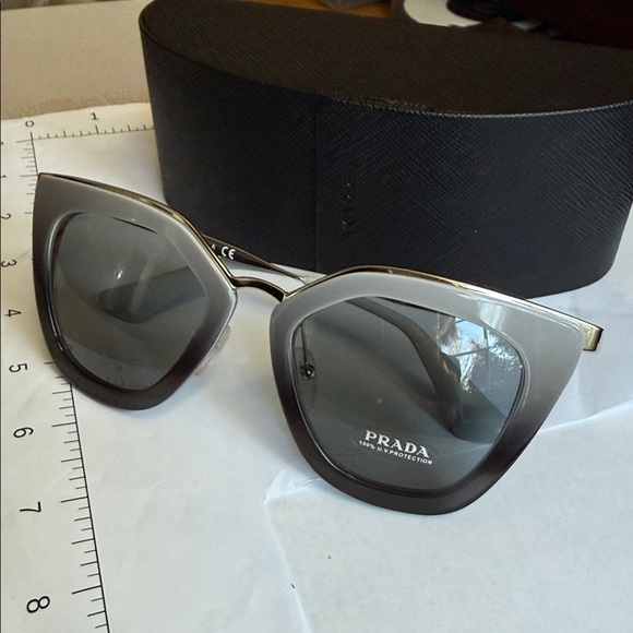 PRADA NWT Authentic Sunglasses Grey Gradient & Silver Frame w/ Grey main image 14
